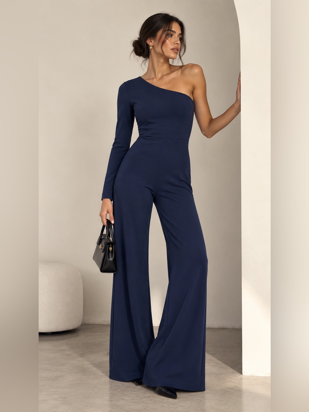 Clubl | 4 | One -Shoulder Navy Wide-Leg Jumpsuit